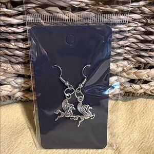 Mythical Silver Winged Horse Earrings